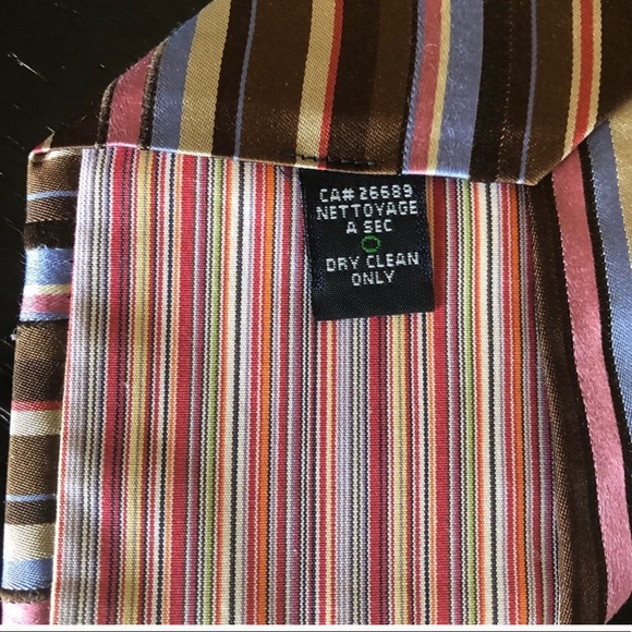 Ted Baker 100% silk brown pink and blue striped - Picture 3 of 5
